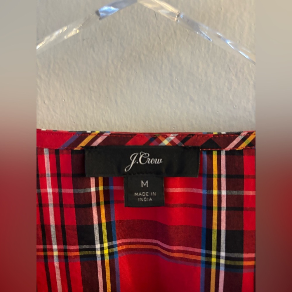J. Crew Ruffle Sleeve Stewart Tartan Blouse Size Medium - Picture 6 of 6